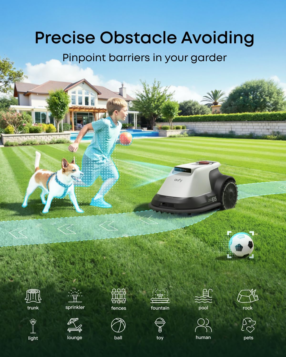 eufy e15 parallel cuts deliver clean, uniform lawn lines with precise edges.
