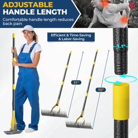 Adjustable-angle rake head enables deep weeding and detail work
