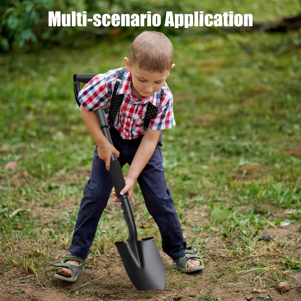 EUIJOIP black garden shovel with durable reinforced edges.