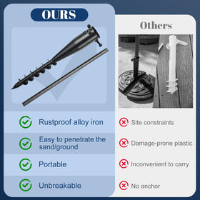 EUIJOIP deep-grip spiral shaft delivers deeper anchoring in windy conditions.