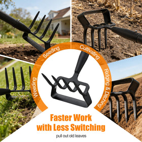 EUIJOIP durable metal spurs loosen soil and simplify bed cultivation.