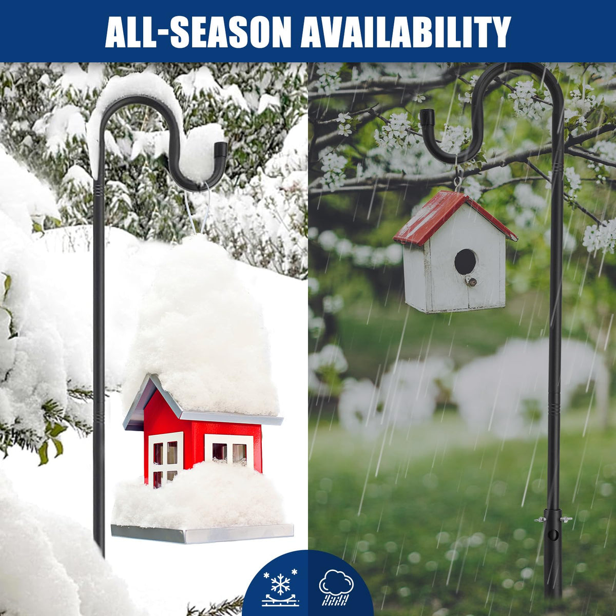 EUIJOIP bird feeder pole enables year-round yard versatility.