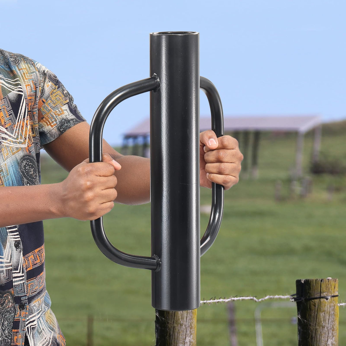 EUIJOIP fence post driver side view, rugged steel body with durable coating.