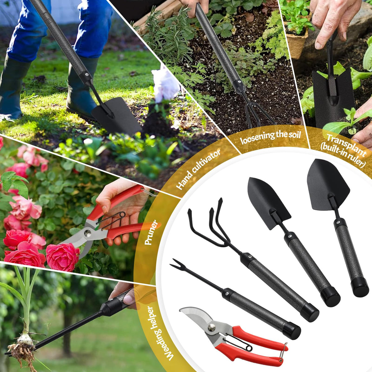 EUIJOIP garden tool set trowels close up for precise digging