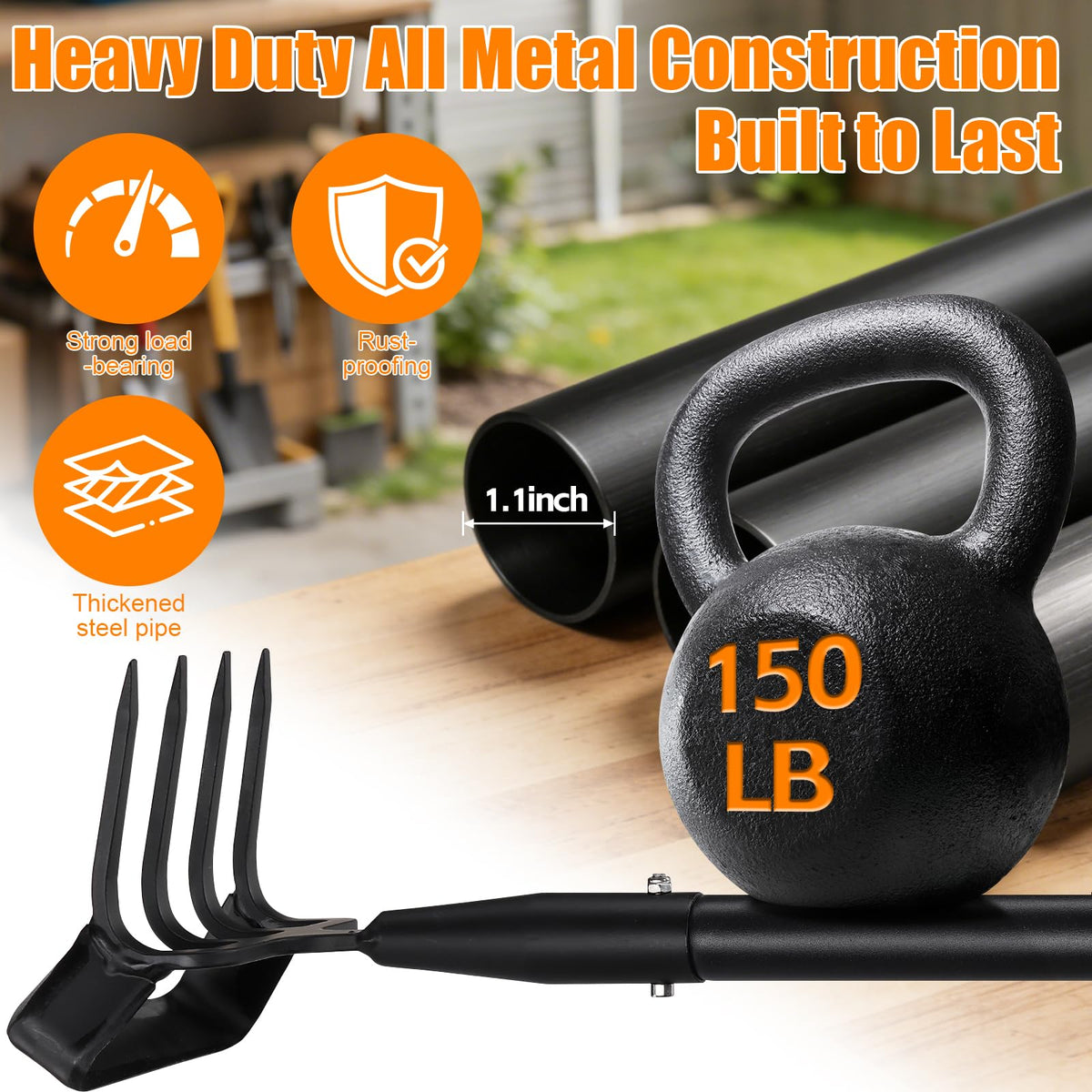 EUIJOIP heavy-duty steel handle ensures durability under tough gardening sessions.