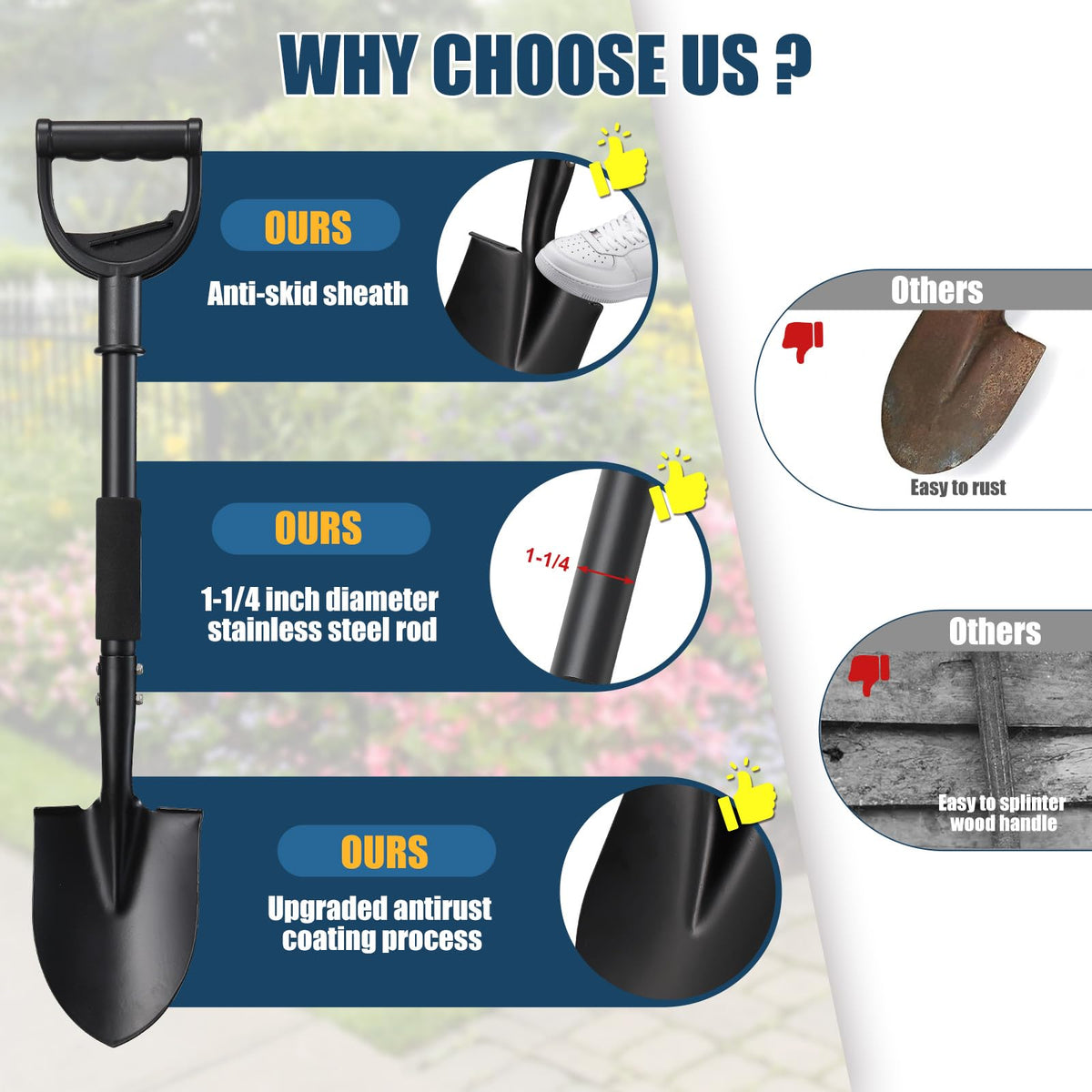 EUIJOIP rust-proof metal tool for durable outdoor use.