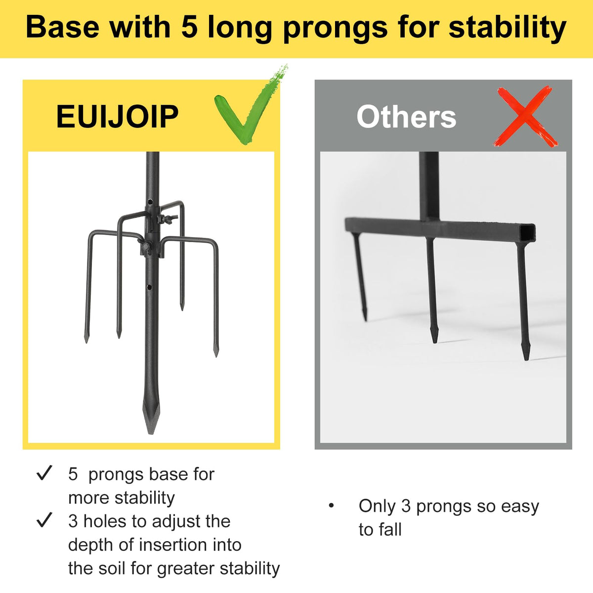 EUIJOIP rust-resistant steel hook for long-lasting outdoor use