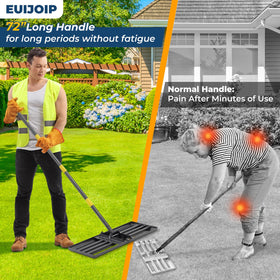 Durable stainless steel construction of EUIJOIP lawn leveling rake