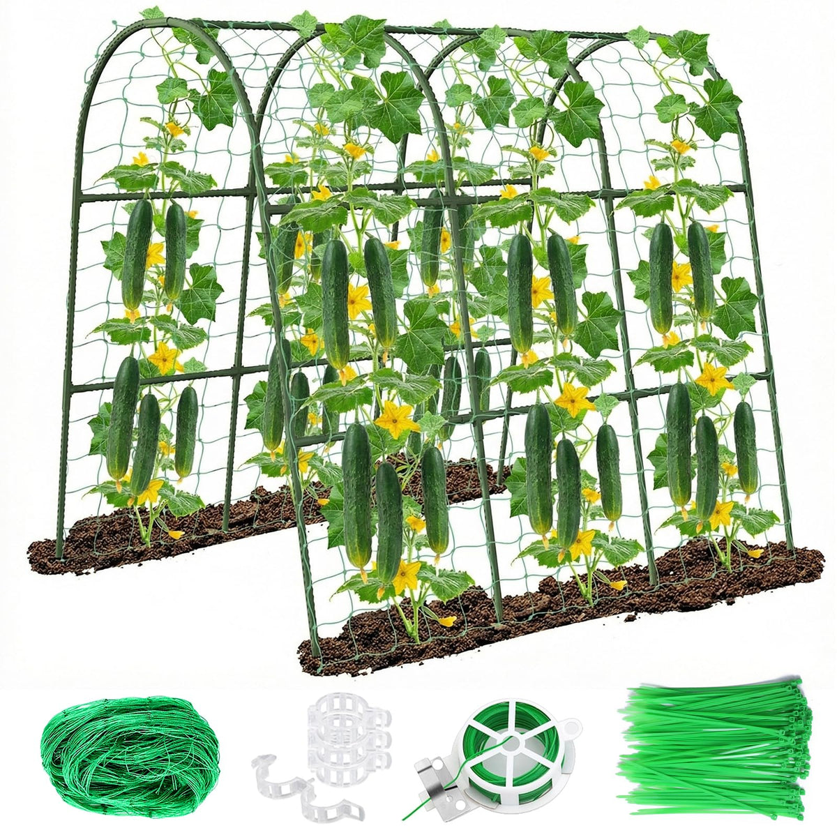 Eunice U-Shape Cucumber Trellis kit with quick, tool-free setup
