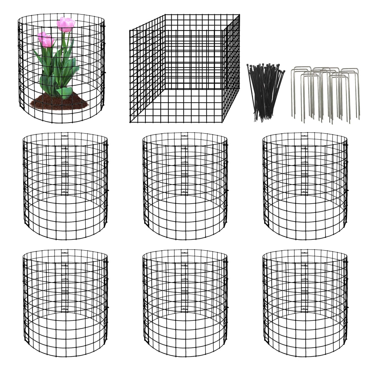 Eunika round plant protector shields crops from rabbits while letting sunlight through