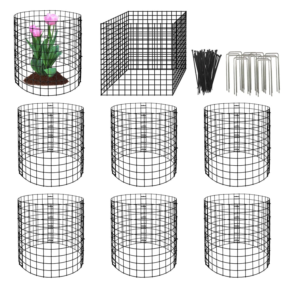 Eunika round plant protector shields crops from rabbits while letting sunlight through