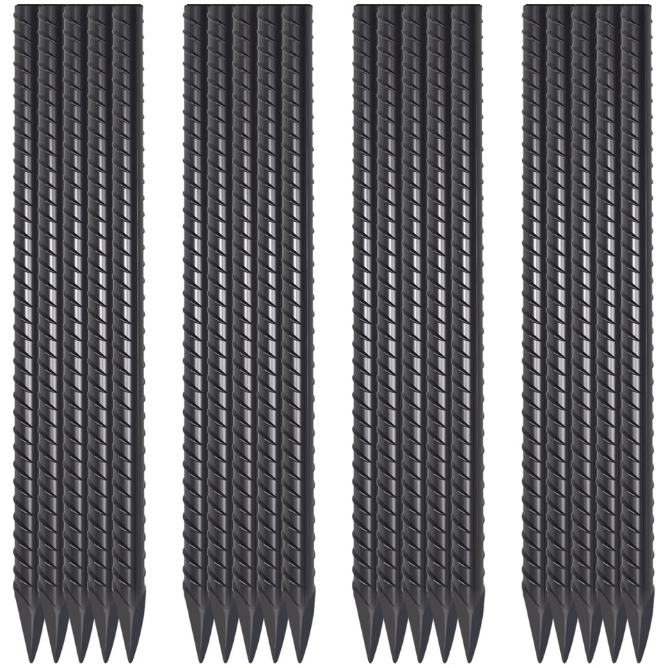 EUOKOK 16-inch rebar stakes in a 20-pack for sturdy outdoor anchoring.