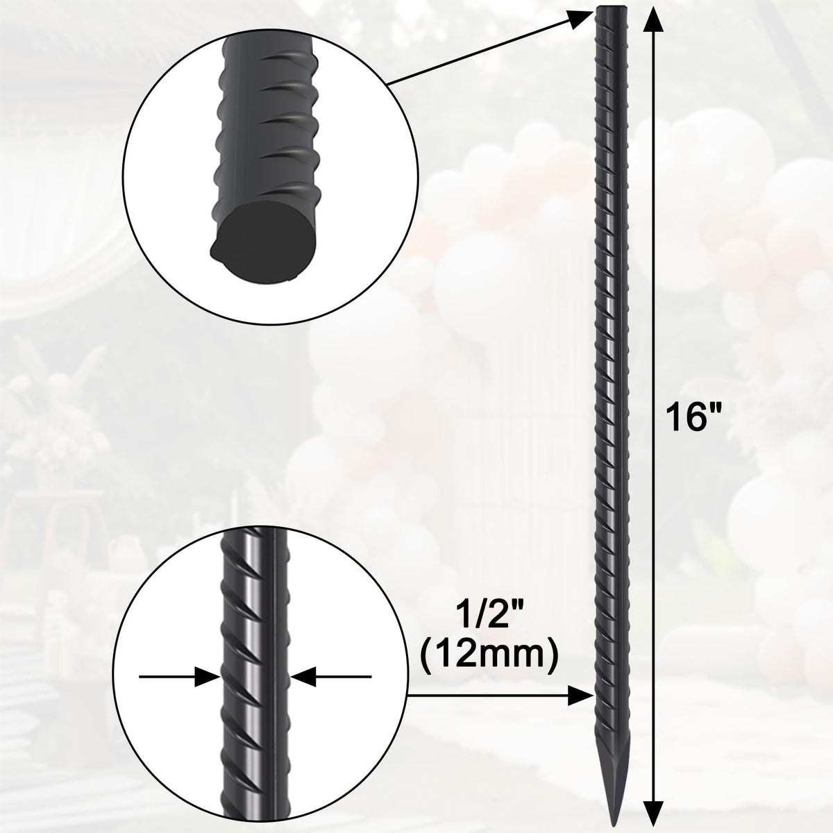 EUOKOK chisel-point end stakes ease ground penetration and secure hold.