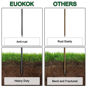 EUOKOK heavy-duty steel ground stakes provide reliable support for fences and timbers.