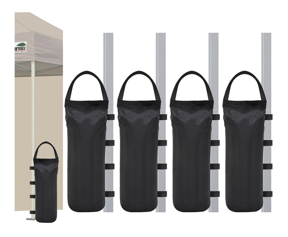 Eurmax canopy weights assembly demonstrates quick, secure setup for windy outdoor events.