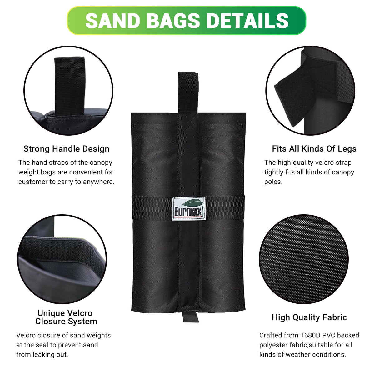 Compact and portable Eurmax weight bags for easy transport