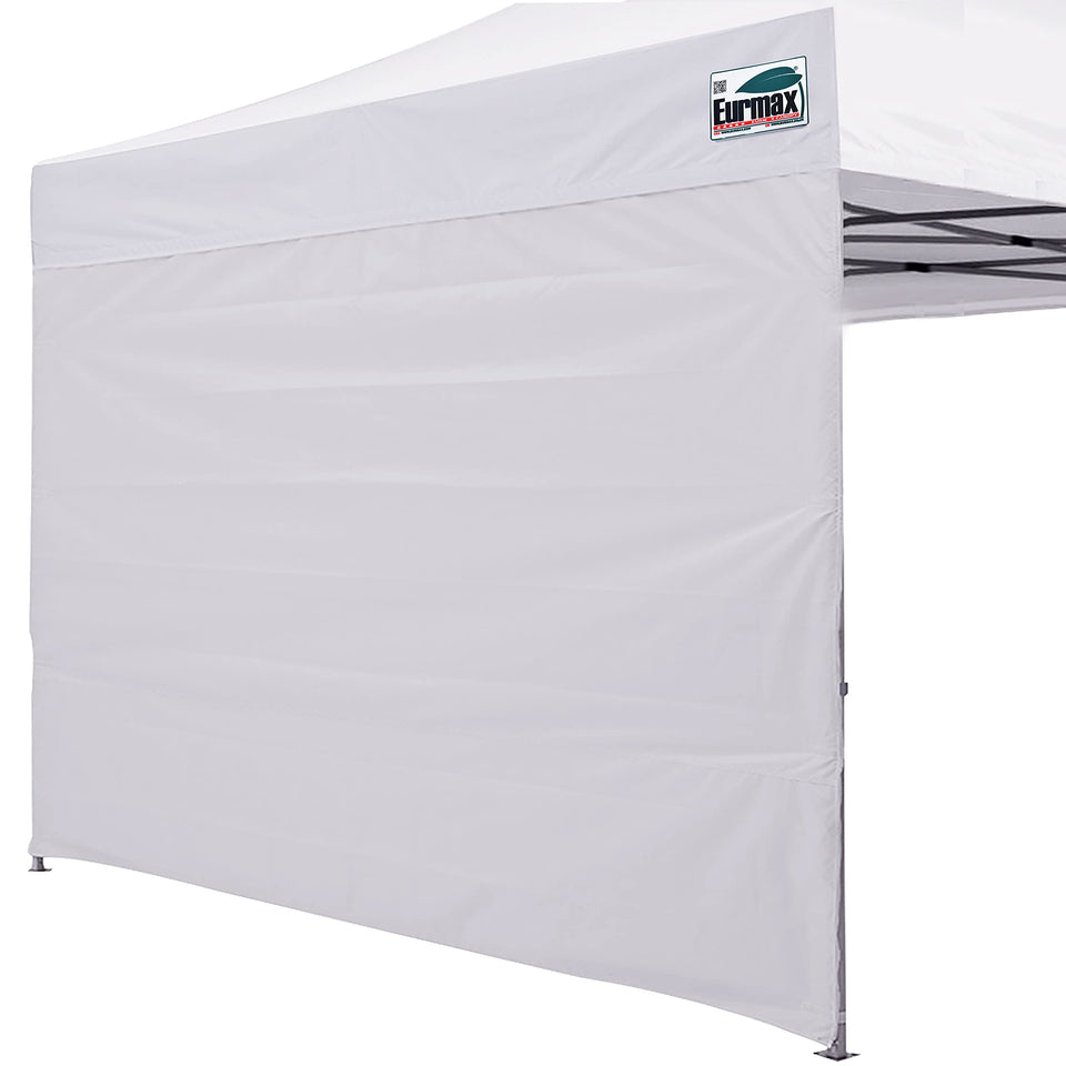 Eurmax SunWall side wall attached to a 10x10 tent for shade and privacy