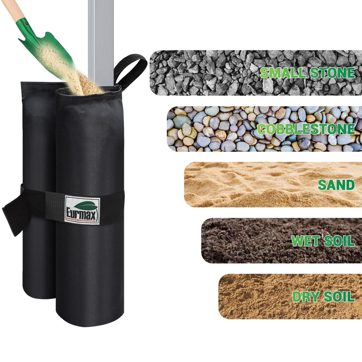 Eurmax weights supporting different canopy sizes outdoors