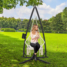Eusuncaly stand shown indoors and outdoors for versatile use
