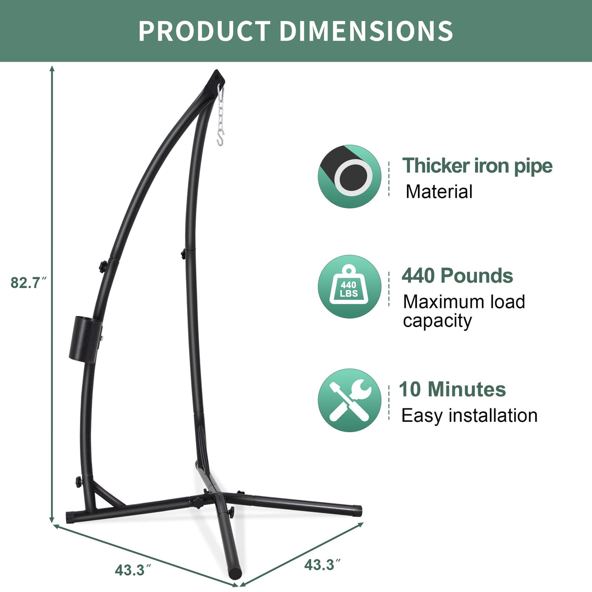 Eusuncaly stand supports up to 380 pounds per spec