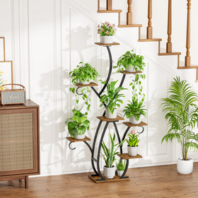 EVAWOO 8-tier corner shelf maximizes vertical space for many plants.