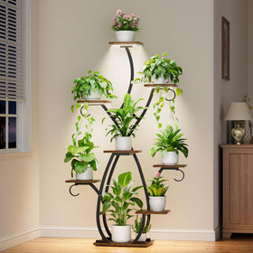 EVAWOO sturdy iron frame with wooden shelves ensures durable plant display.