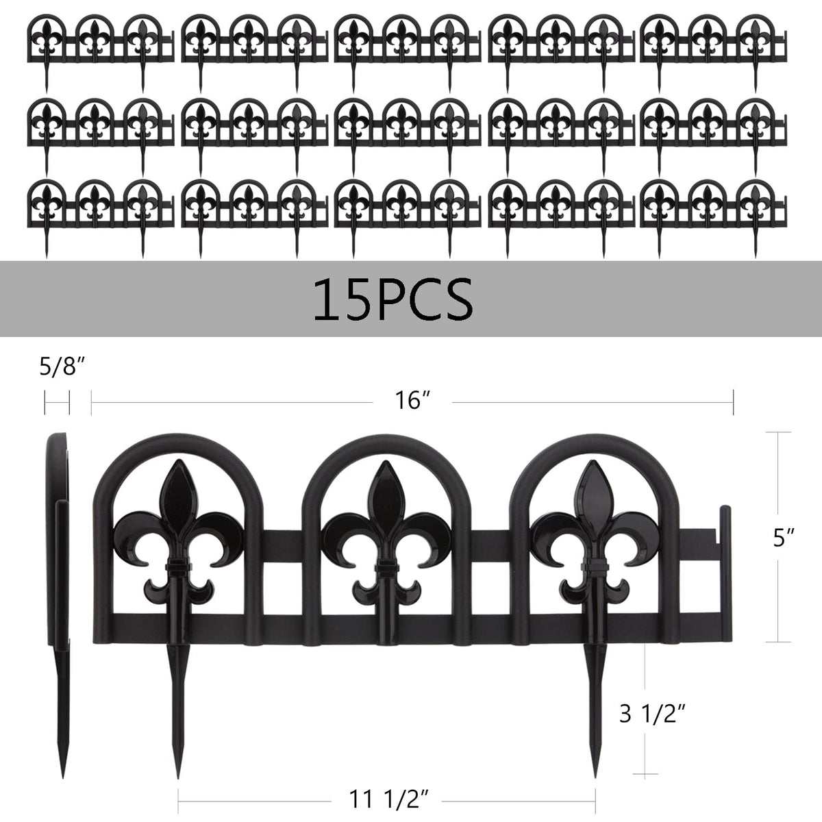 Evelyne black border panel front view showing wrought iron look without metal