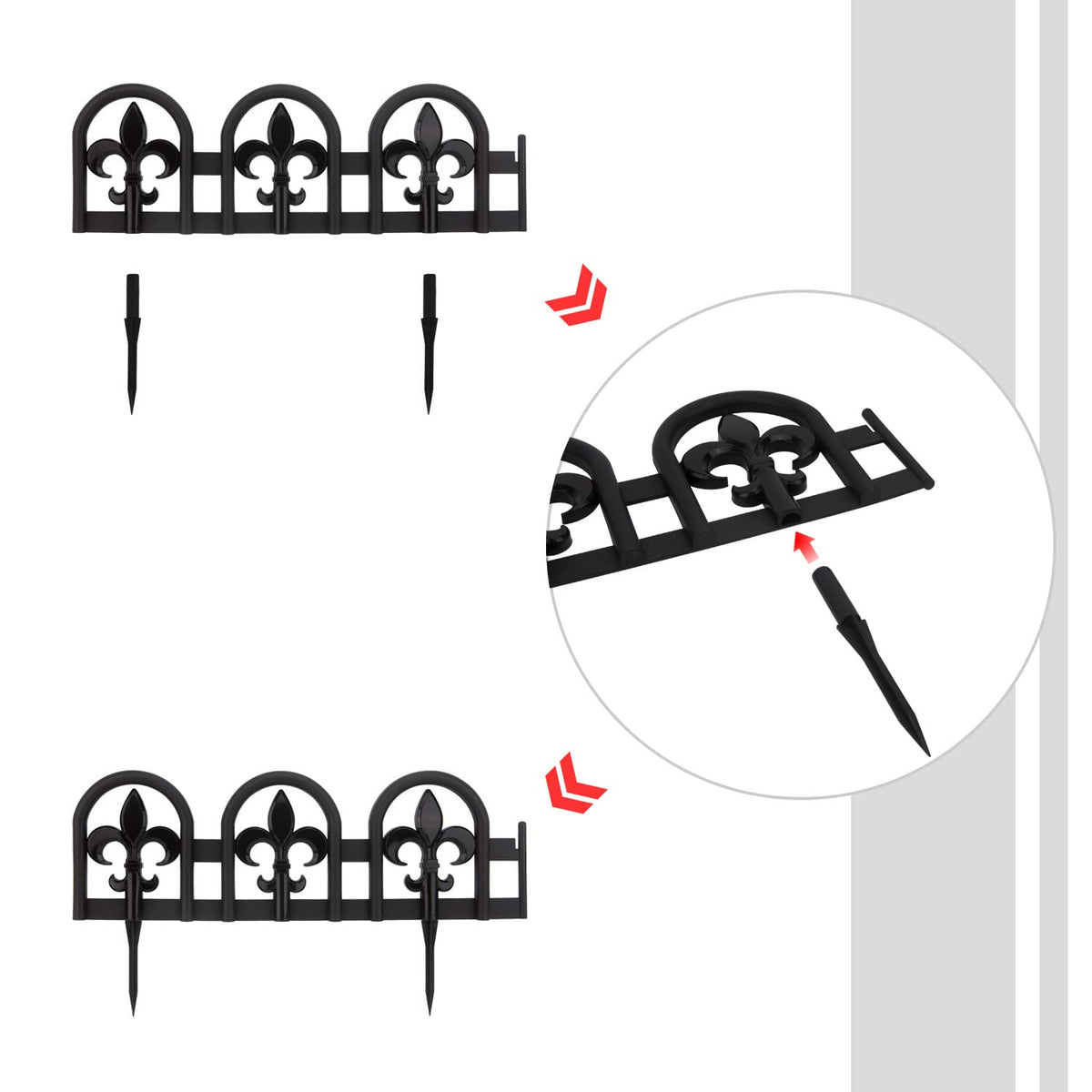 Evelyne wrought iron look edging adds decorative garden appeal