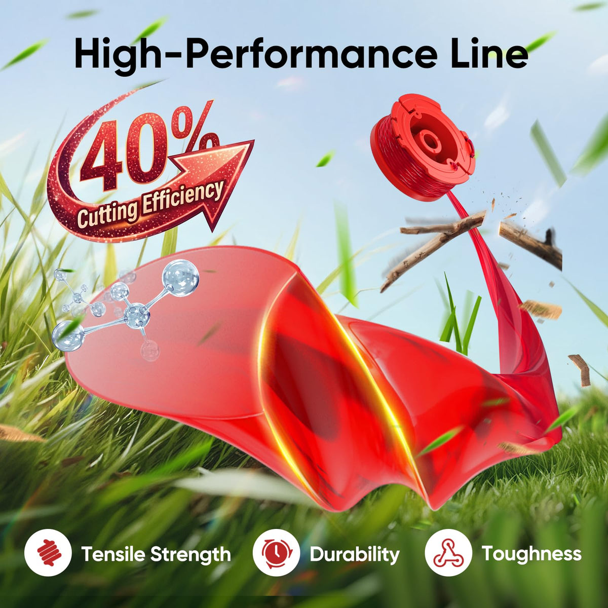Eventronic 0-080-inch diameter string, durable PA6 with glass fiber for tough weeds.