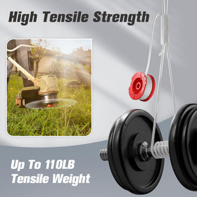 30-foot line length designed for durability at high mowing speeds.