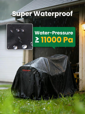 Durable 420D fabric visible on mower cover for weather resistance