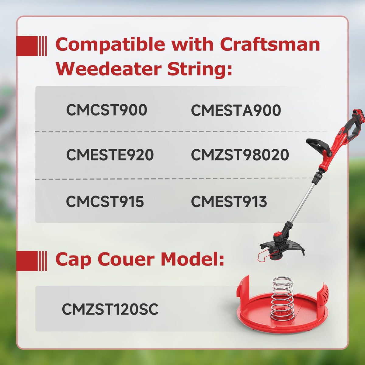 Eventronic CMZST120SC snug-fit cap shown for quick snap installation on a trimmer.