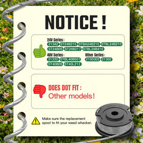 Eventronic compatibility chart with Greenworks models matched to trimmer spools.