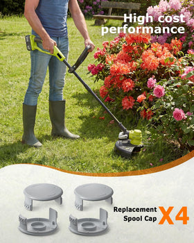 Eventronic ryobi-cap fits snugly preventing debris entry for smoother trimming.