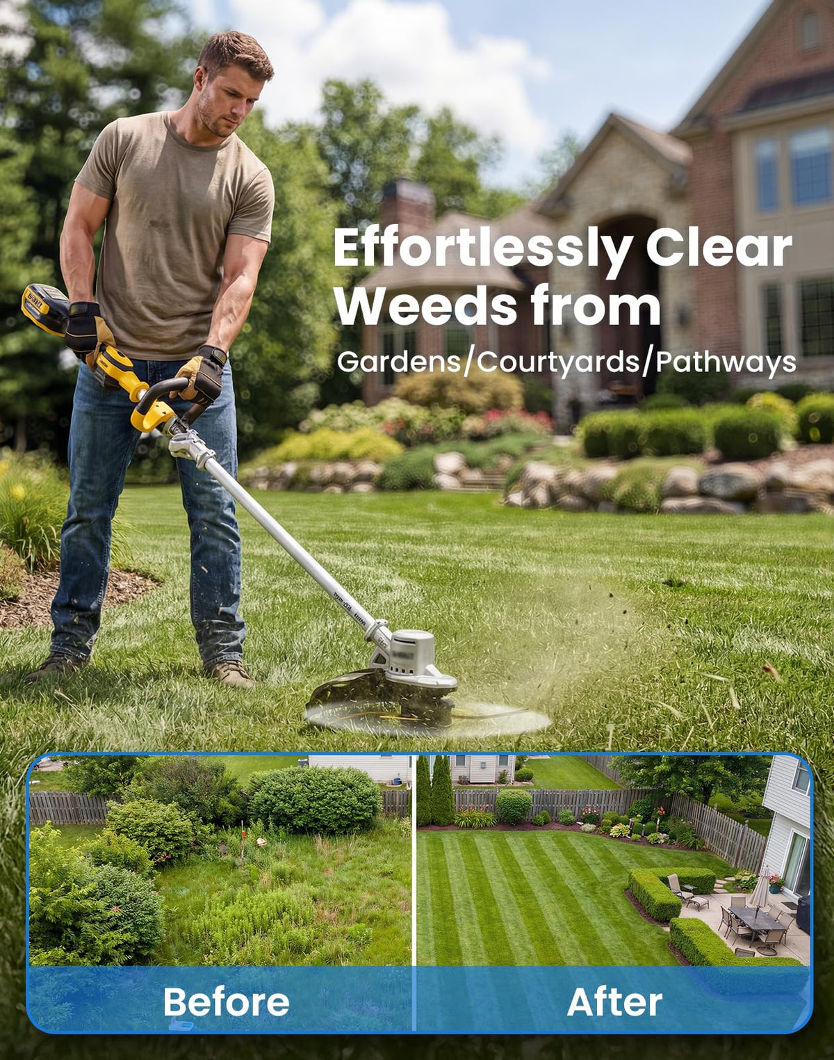 Dual-color Eventronic trimmer line improves visibility during trimming.