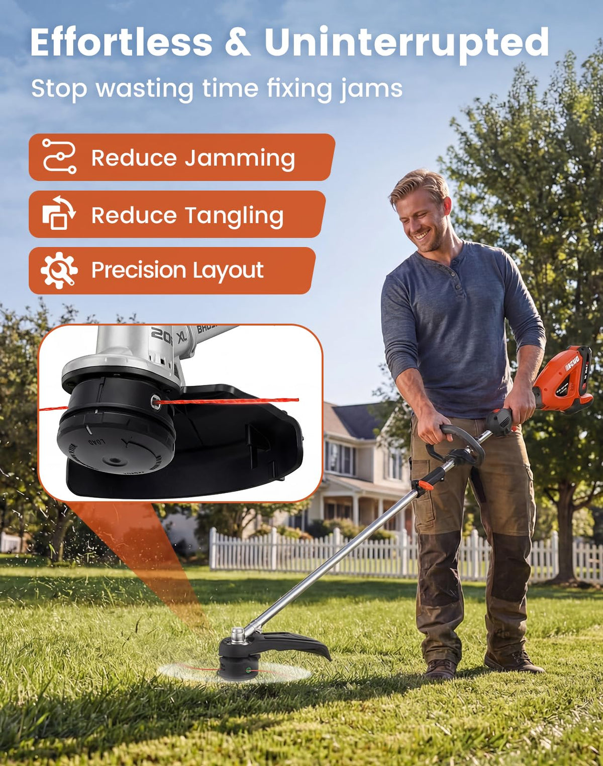 Eventronic universal compatibility with most gas, electric, or cordless trimmers