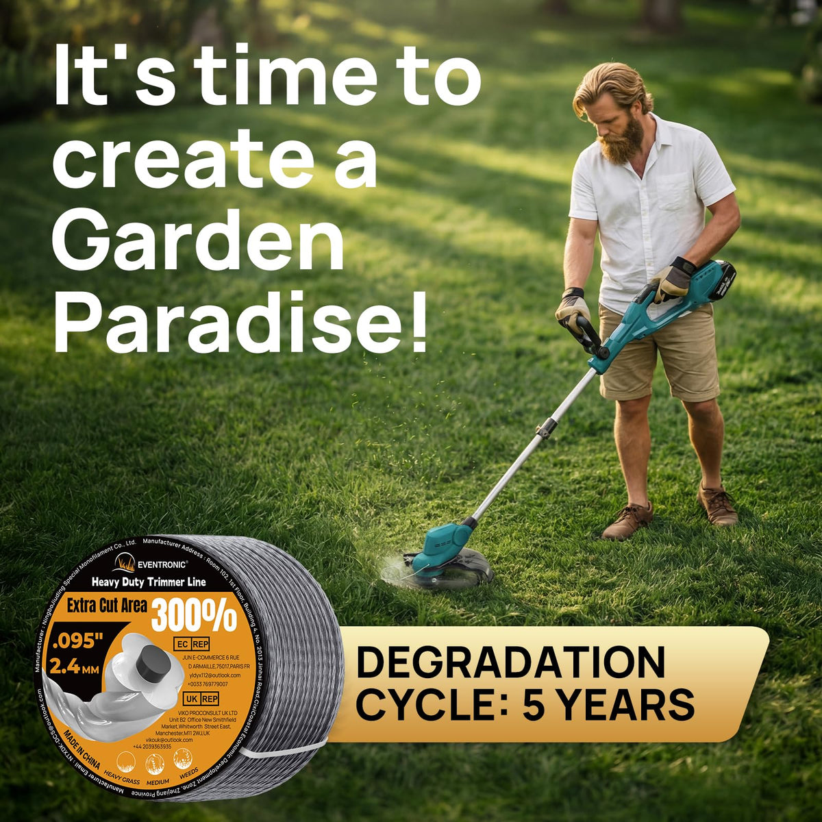 Eventronic weed eater line replacement spool ready for quick install.