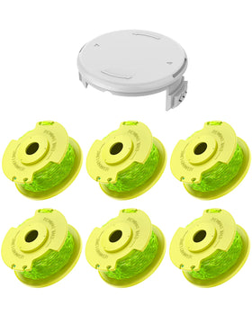 Eventronic weed wacker spool six-pack compatible with Ryobi, for quick weed trimming.