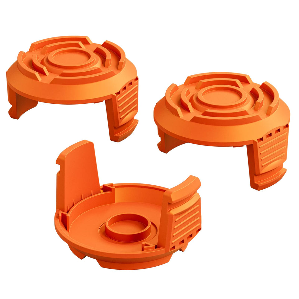 Eventronic WA0010 spool cap cover on Worx trimmer enhances durability during heavy yard work