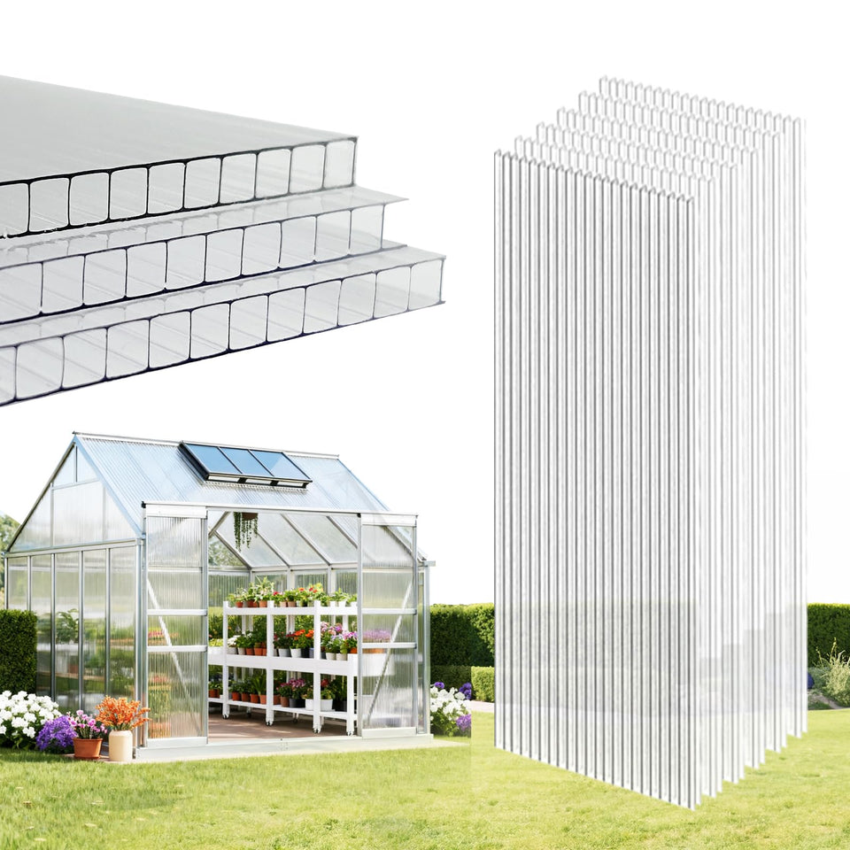EVERECO 6ft by 2ft twin-wall panel provides clear light for greenhouses.