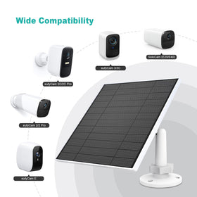 EverExceed Eufy solar panel, 9.8 ft cord, flexible placement for setup.
