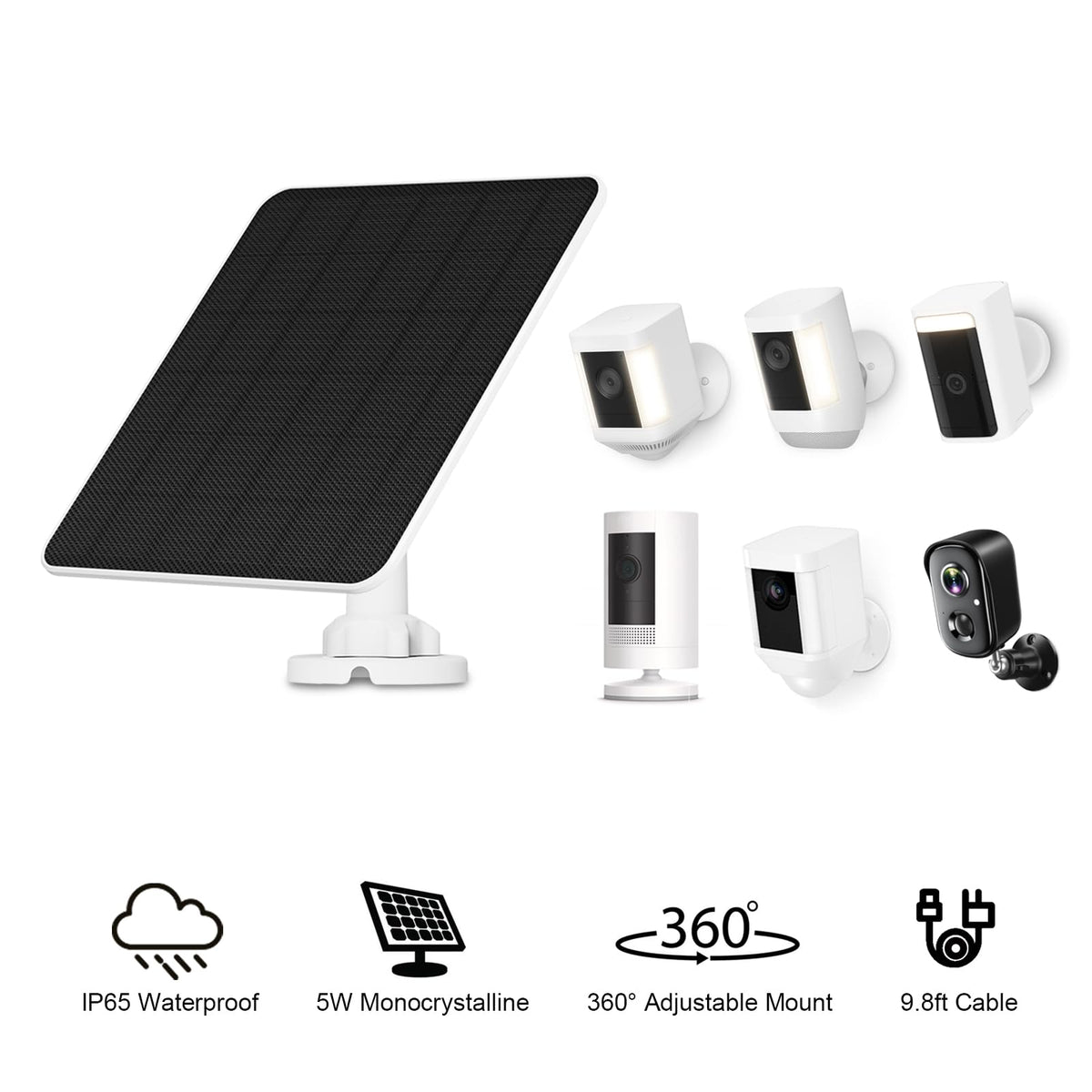 EverExceed 3-pack solar panels with mounts and adapters.