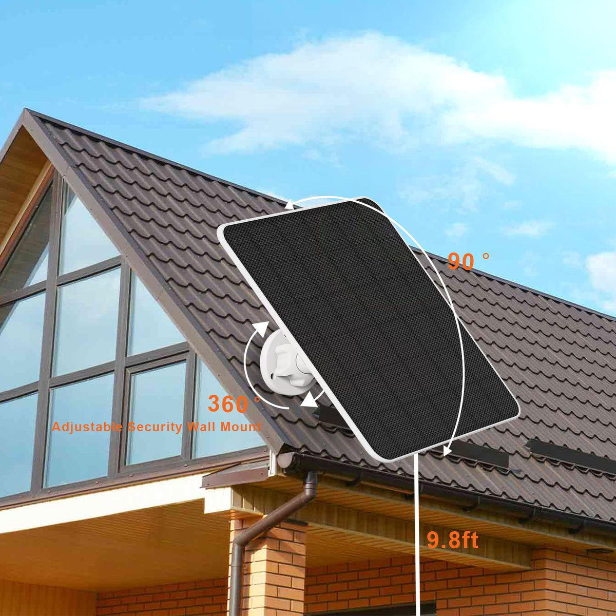EverExceed Ring Camera solar panel, 90-degree tilt for daylight capture.