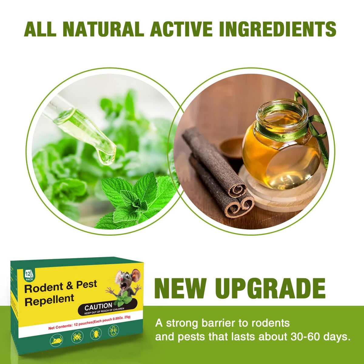 EverField peppermint oil pouches releasing scent to deter rodents in living spaces.