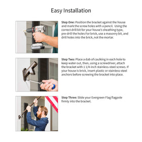 Evergreen Flag bracket 45-degree angle mount offers flexible positioning for house flags.