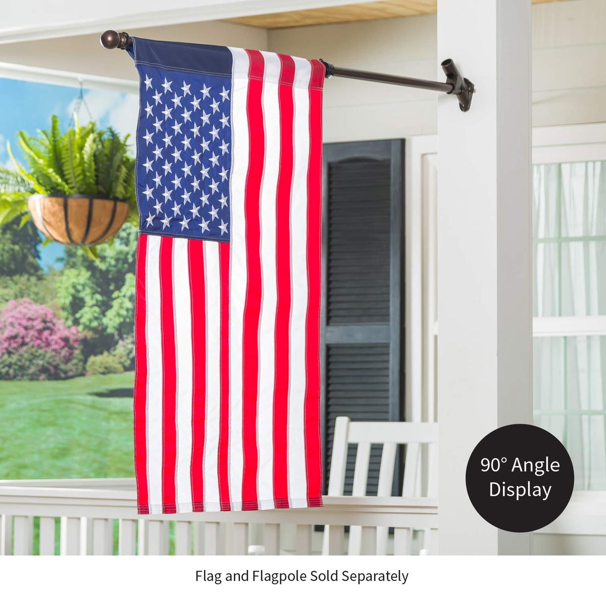 Evergreen Flag pole not included note clarifies compatible pole options for seamless setup.