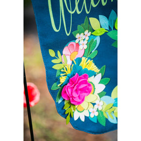 Evergreen Flag Flower Wreath 12x18 back side with mirrored design for double sided visibility