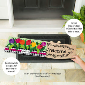 Non-slip rubber backing keeps the mat securely in place