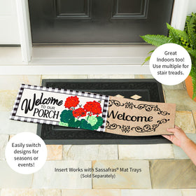 22x10 Sassafras doormat shown with tray compatibility for frames.