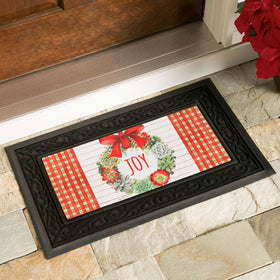 Evergreen Flag Sassafras doormat tray close-up shows durable decorative pattern.